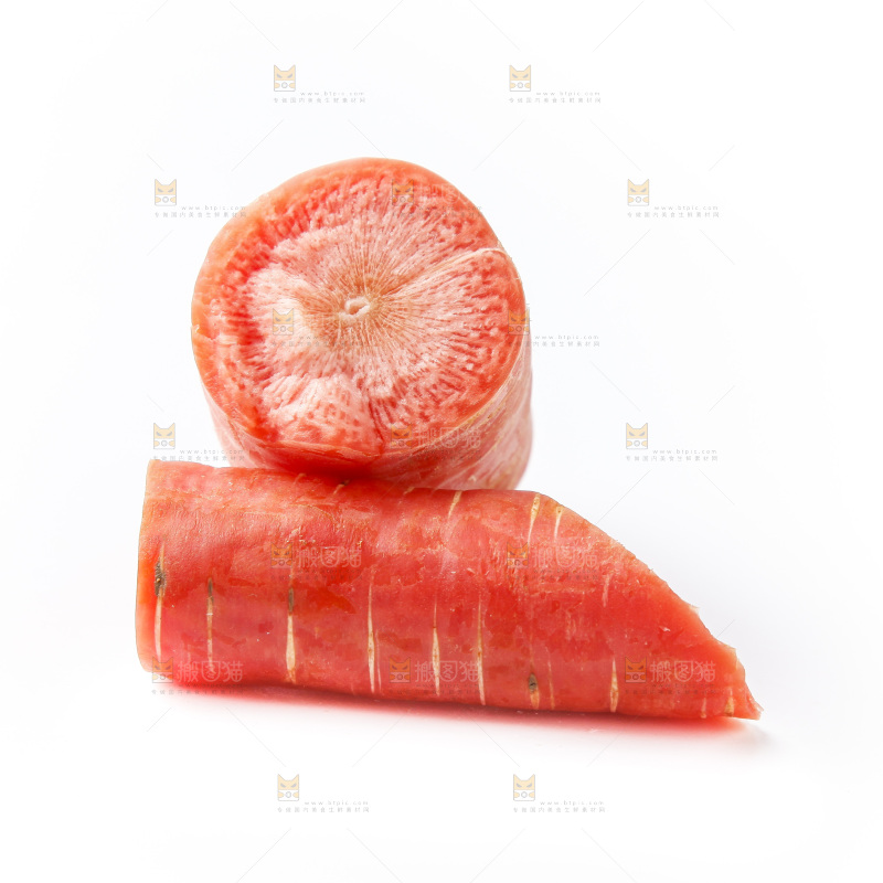 白底上的红胡萝卜