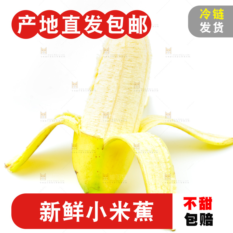 白底上放着新鲜小米蕉