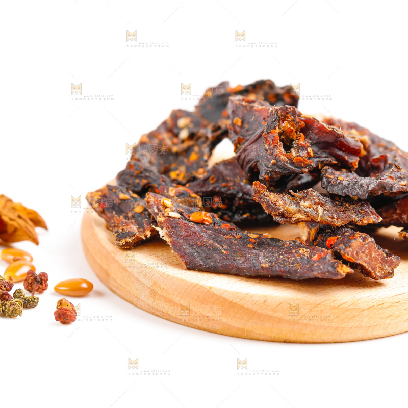 白底上的牛肉条