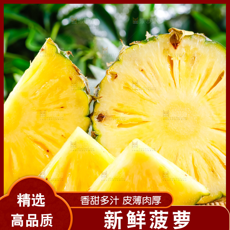 云南香水小菠萝放在白底上