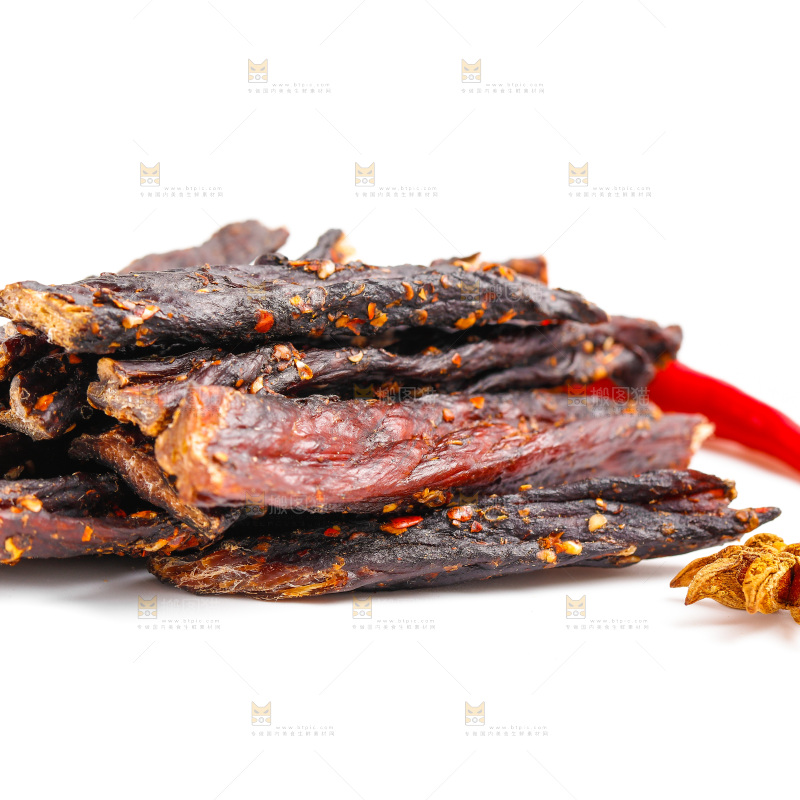 白底上的牛肉条