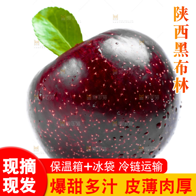 切开的黑布李放在白底上