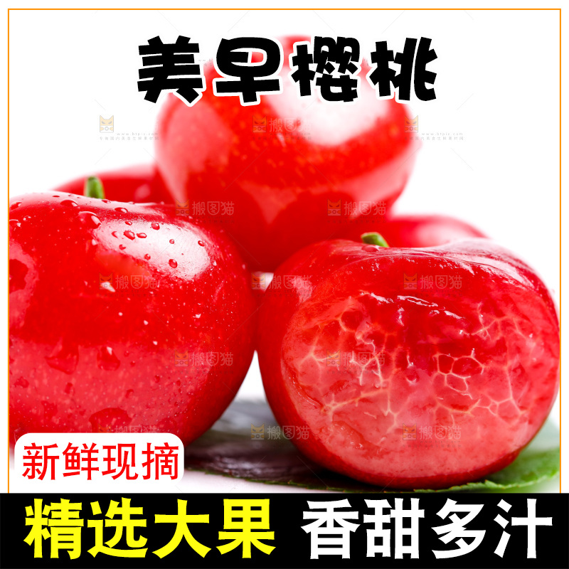 新鲜樱桃放在白底上