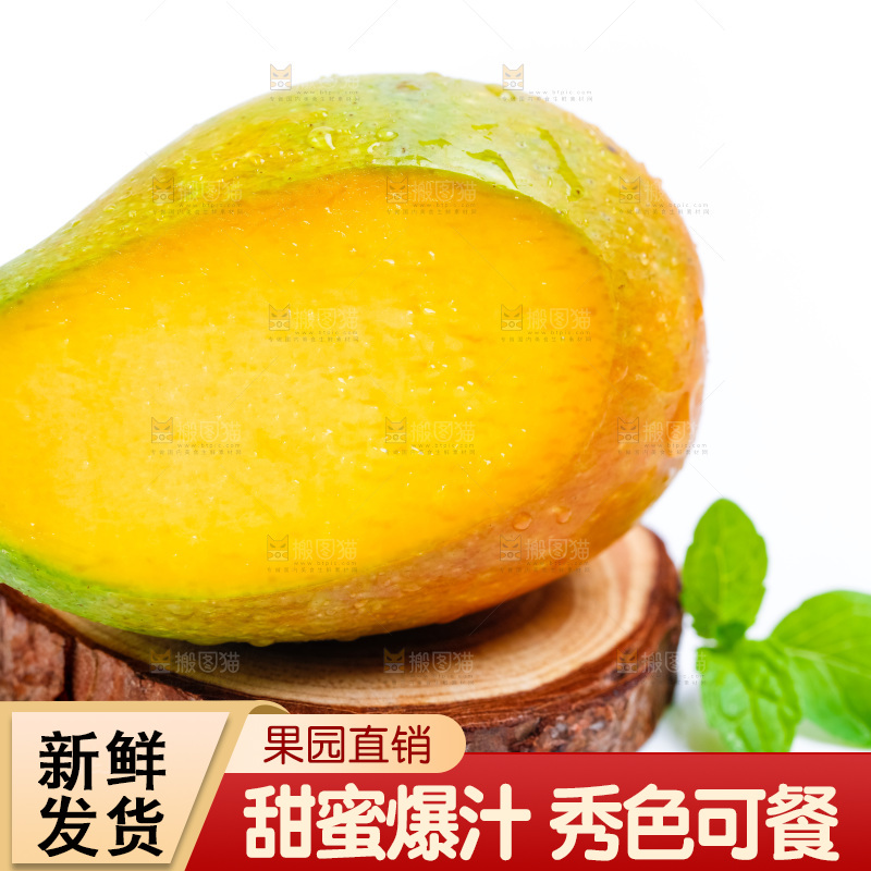 新鲜贵妃芒放在白底上