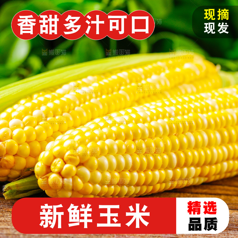 木底上的新鲜玉米