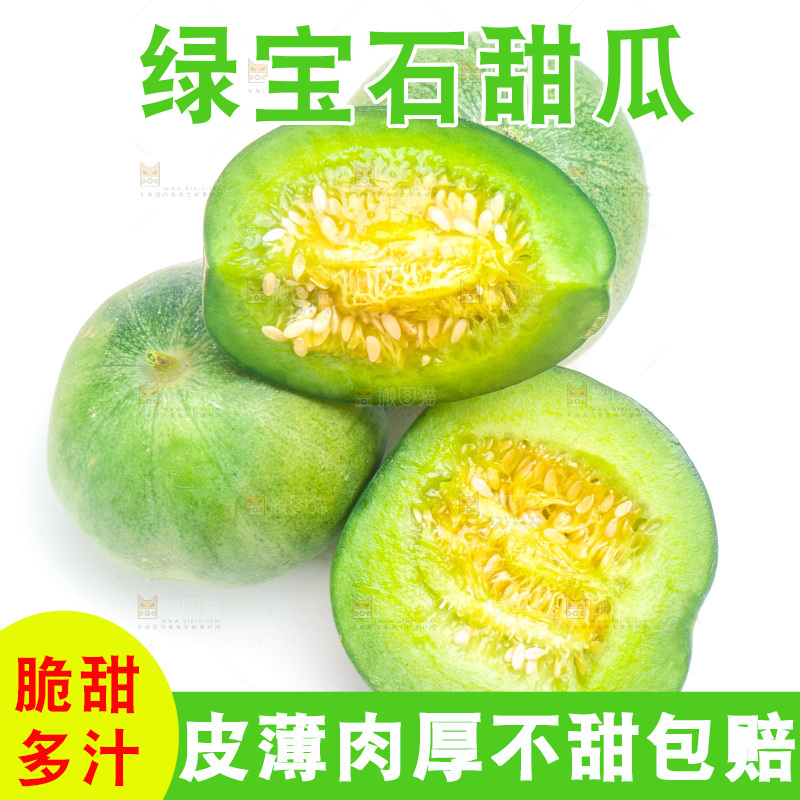 山东绿宝甜瓜放在白底上