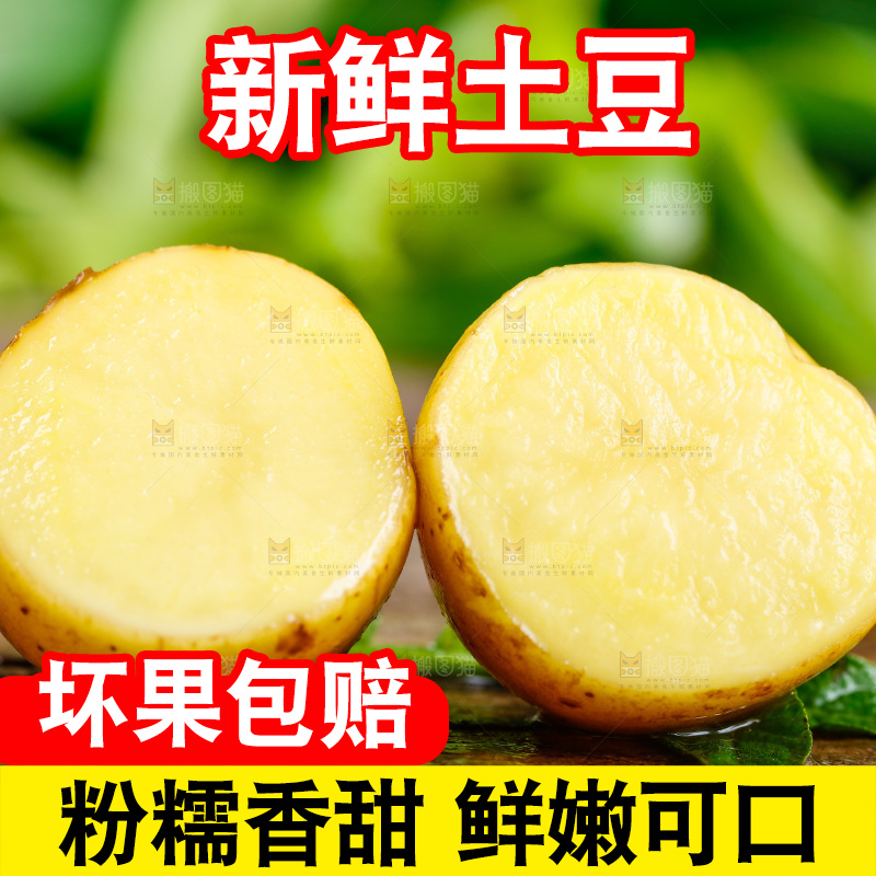 新鲜土豆放在木底上