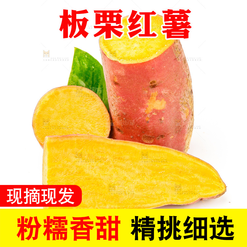 白底上放着新鲜红薯