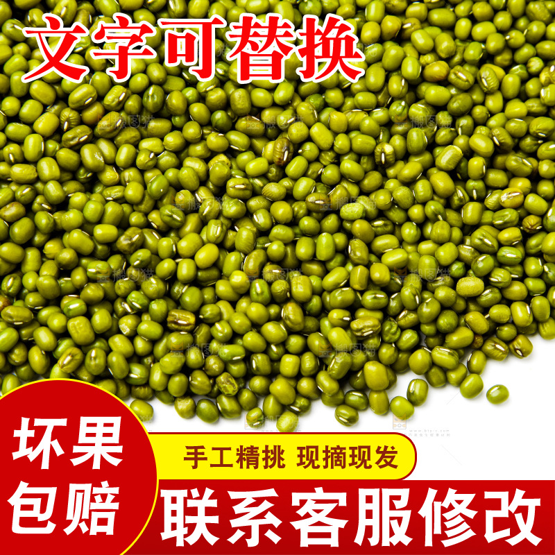 新鲜绿豆放在白底上