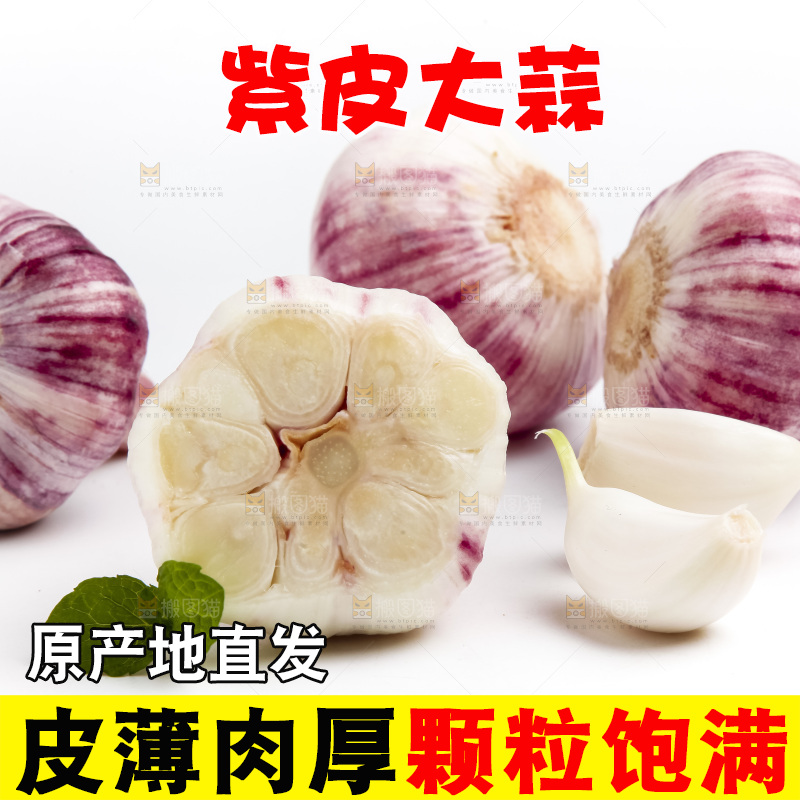 白底上放着多瓣蒜