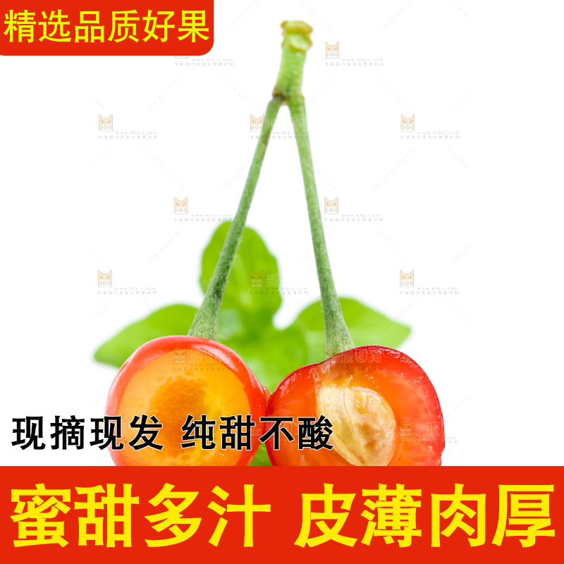 白底上的樱桃