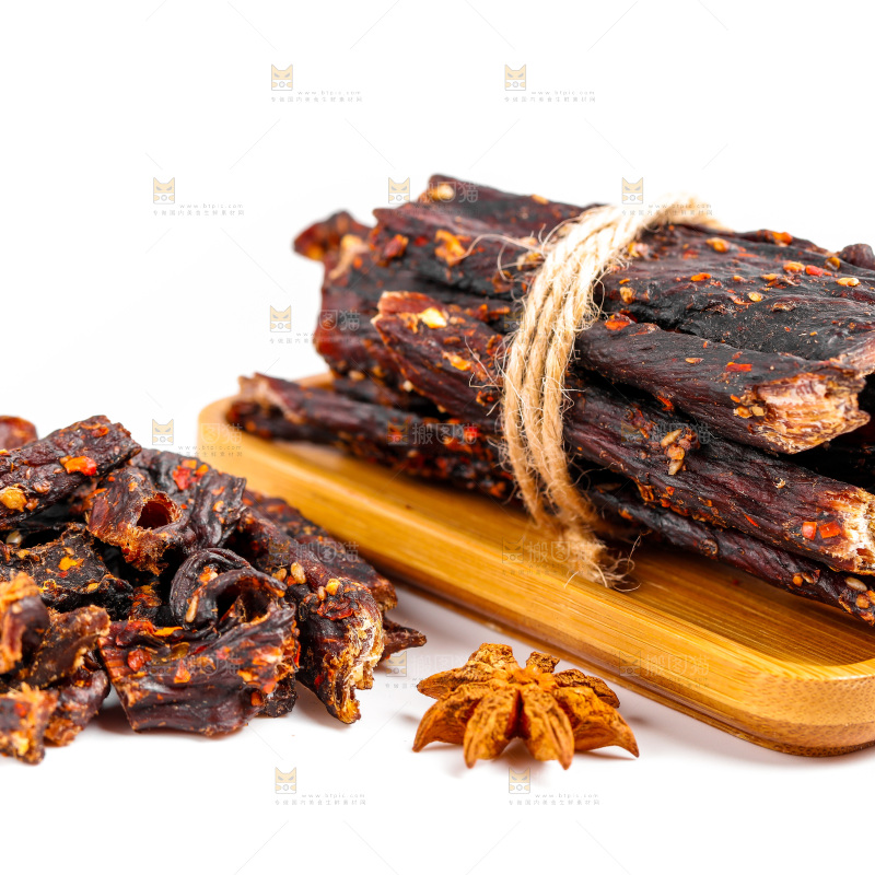 白底上的牛肉条