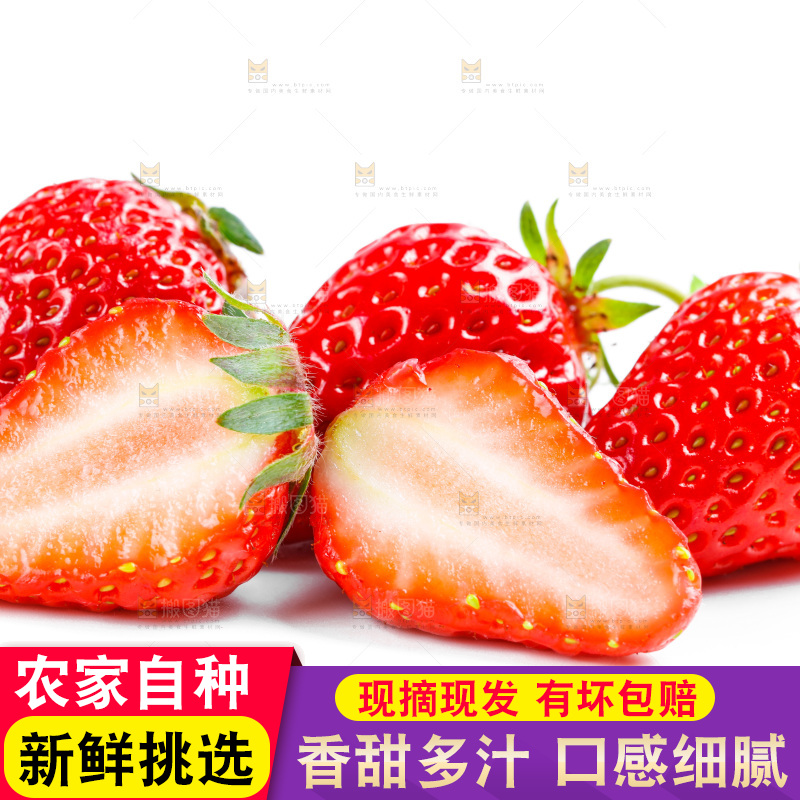白底上的丹东草莓