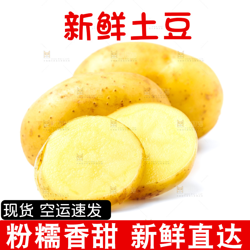 白底上放着土豆切块