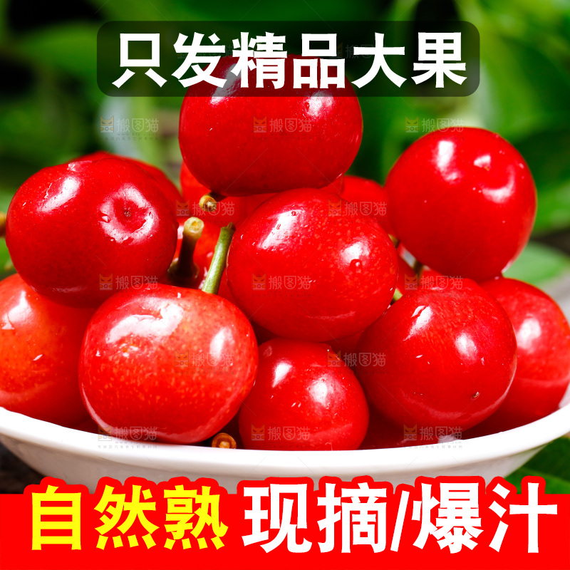 新鲜樱桃放在木底上
