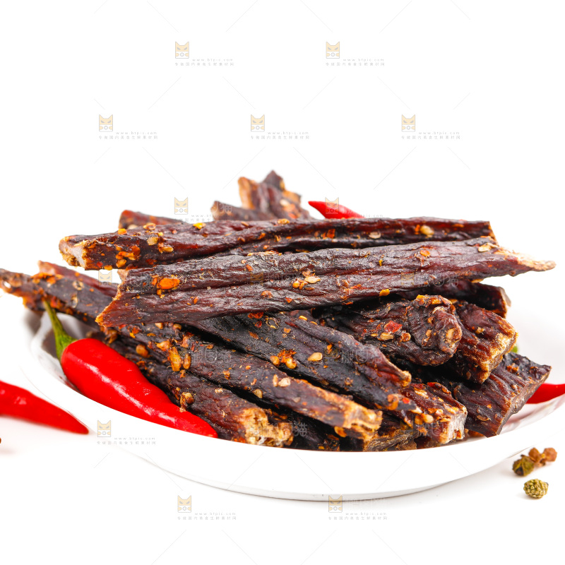 白底上的牛肉条