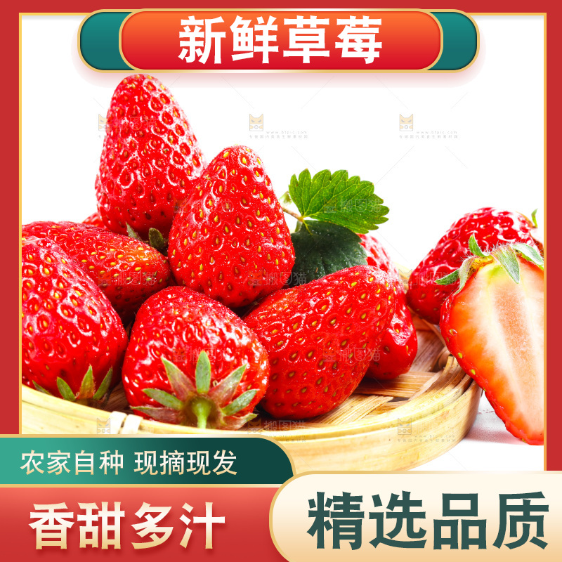 白底上的丹东草莓