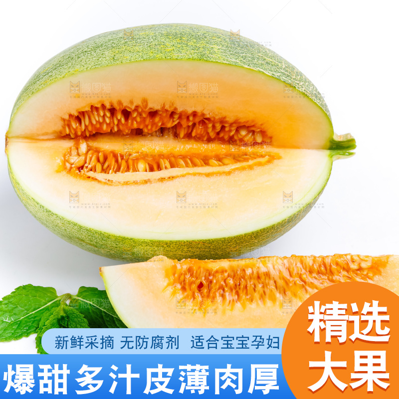 白底上的哈密瓜
