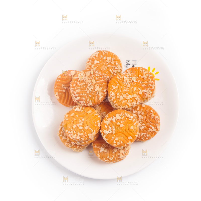 白底上的饼干