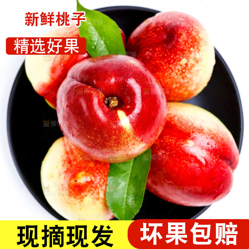 新鲜油桃放在白底上