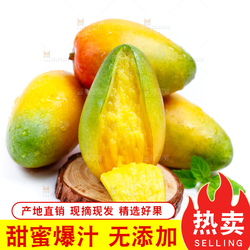 新鲜贵妃芒放在白底上