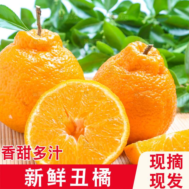 切开的四川丑橘放在浅底上