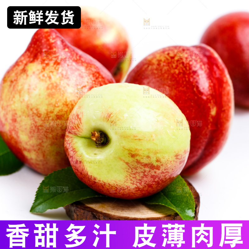 新鲜油桃放在白底上