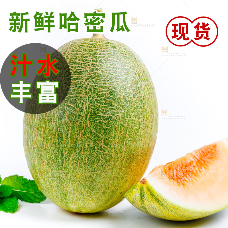 白底上的哈密瓜