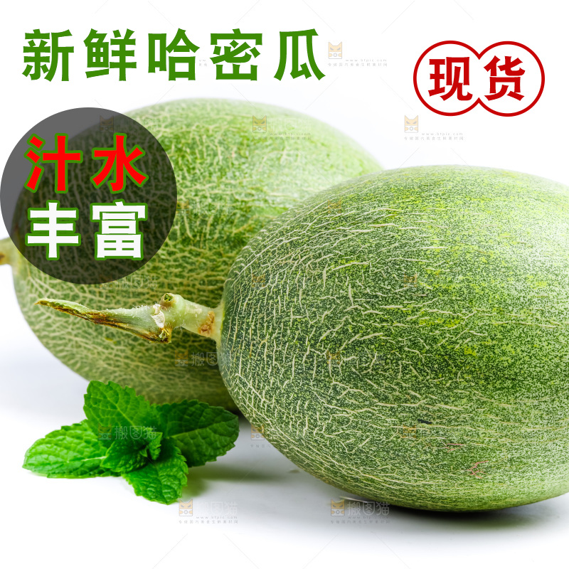 白底上的哈密瓜