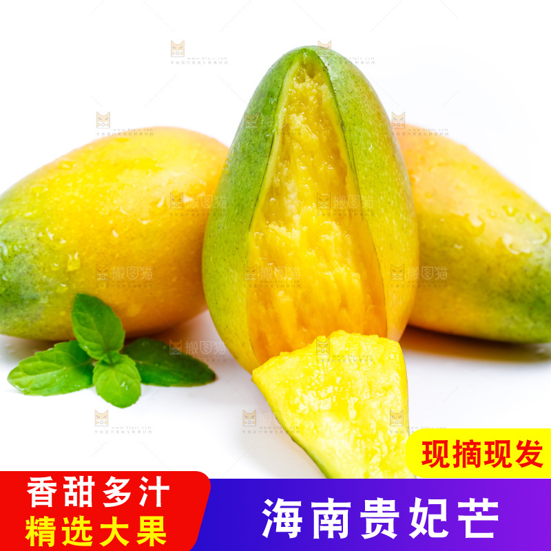 新鲜贵妃芒放在白底上