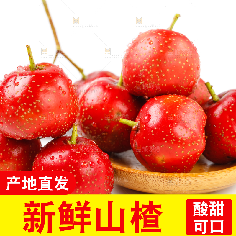 白底上盘子里的沂蒙山楂果