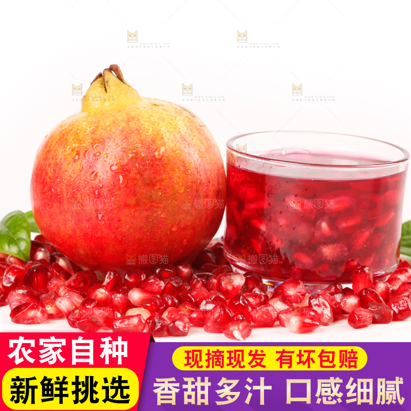 白底上放着软籽石榴