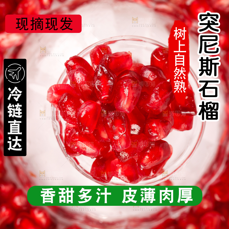 白底上的软籽石榴