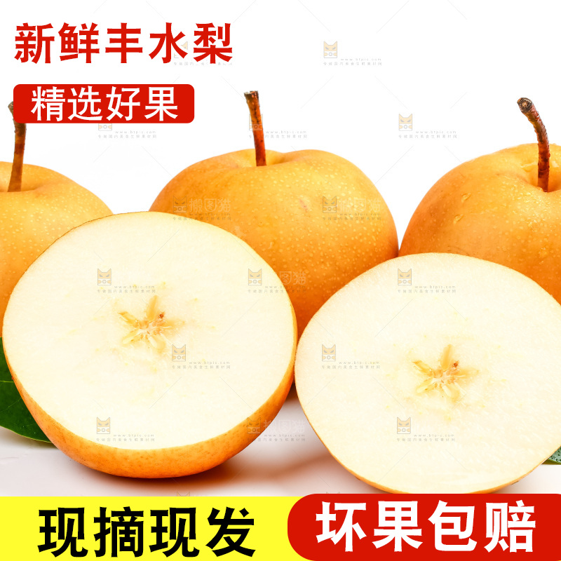 白底上摆放着山东丰水梨