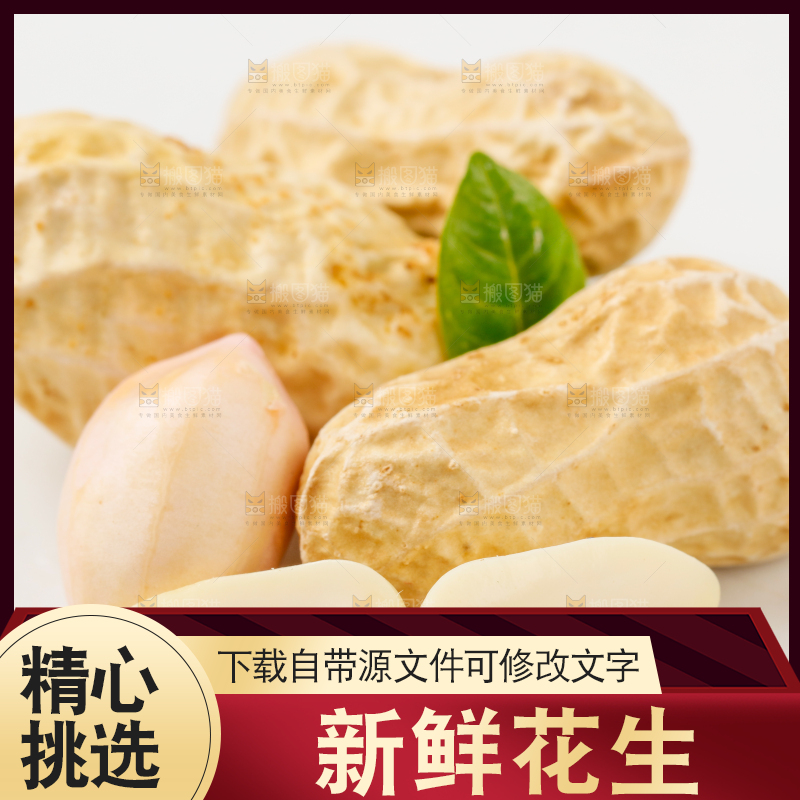 白底上的湿花生和花生米