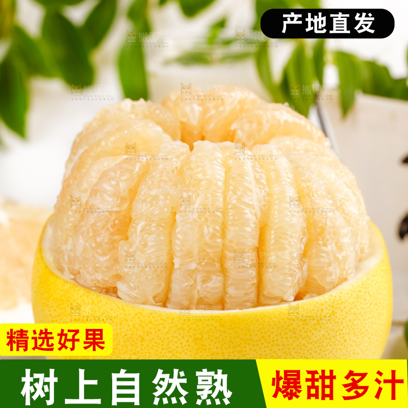 格子底上放着白肉柚子