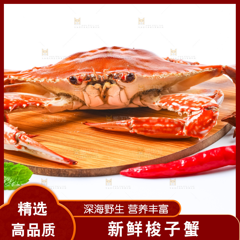 白底上放着海螃蟹