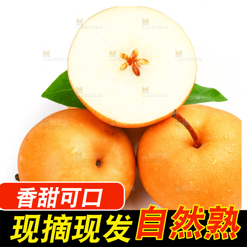 白底上摆放着山东丰水梨