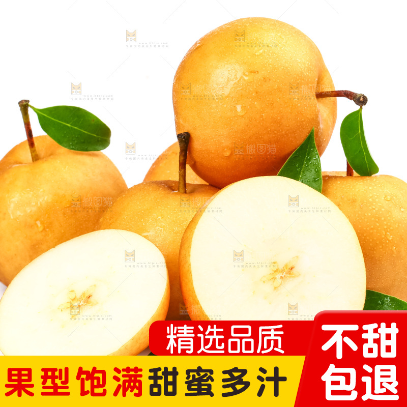 白底上摆放着山东丰水梨