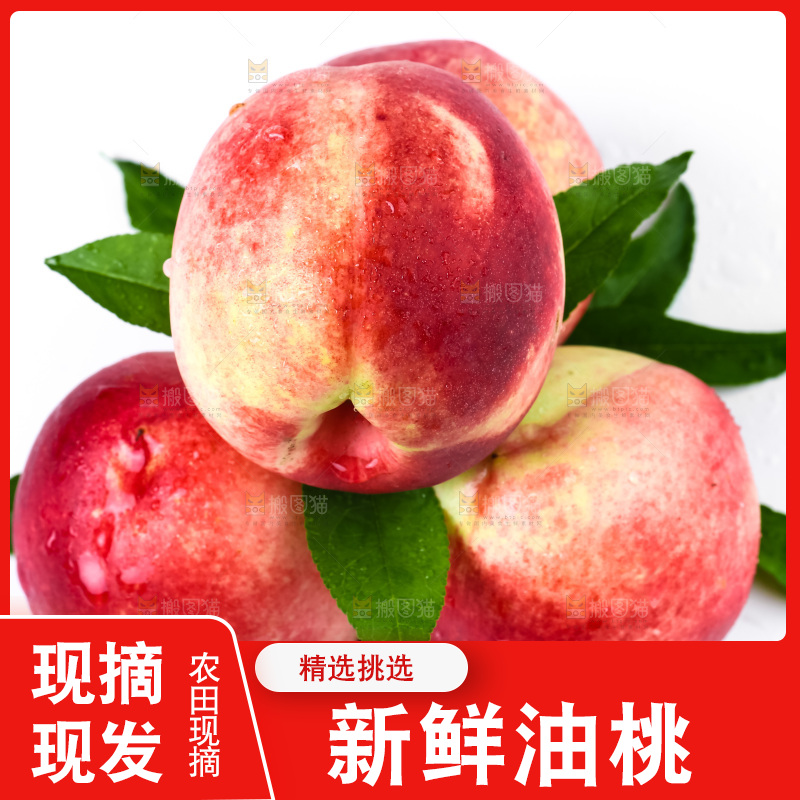 白底上摆放着油桃