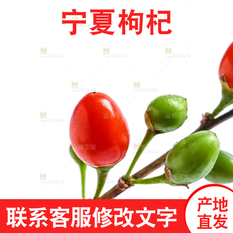 白底上摆放着红枸杞