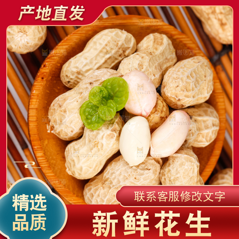 深底上的新鲜带壳花生