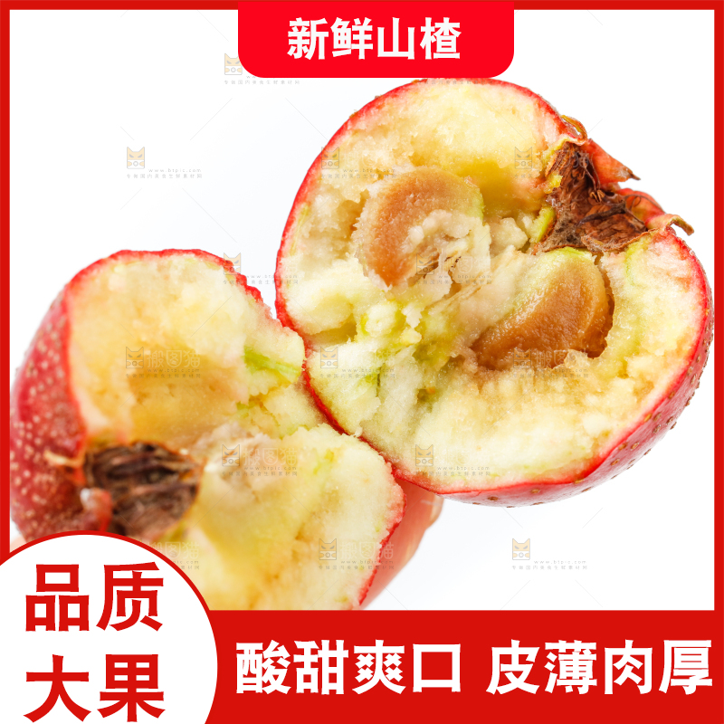 白底上的新鲜山楂