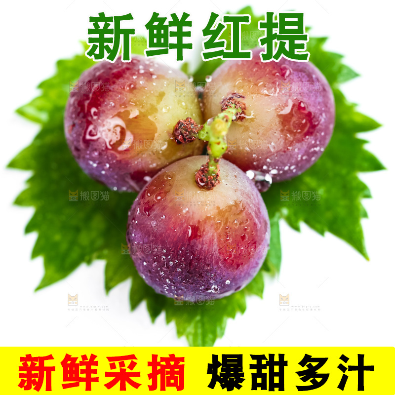 绿叶上摆放着红提