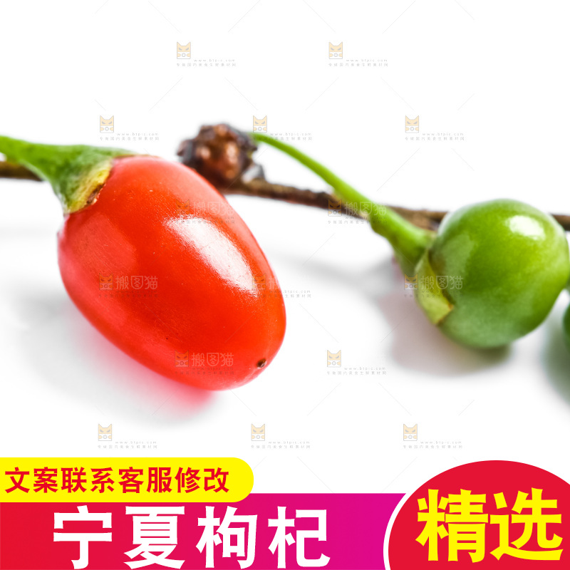 白底上摆放着红枸杞
