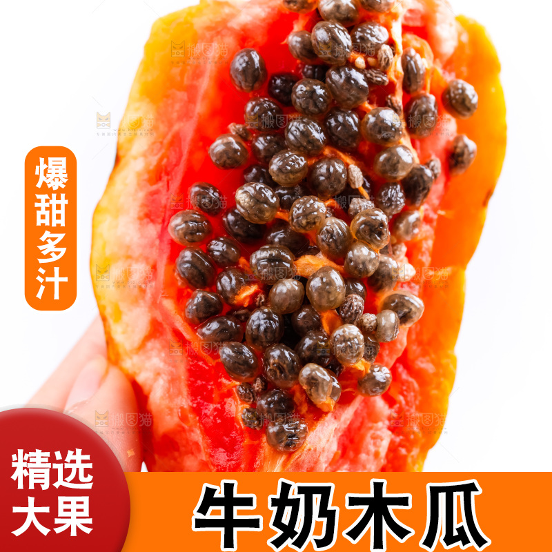 手里拿着海南红心木瓜