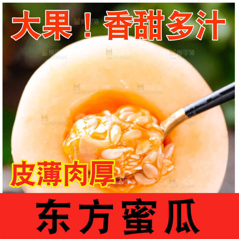 勺子里装着山东东方蜜瓜