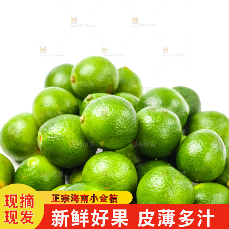 白底上摆放着小金桔