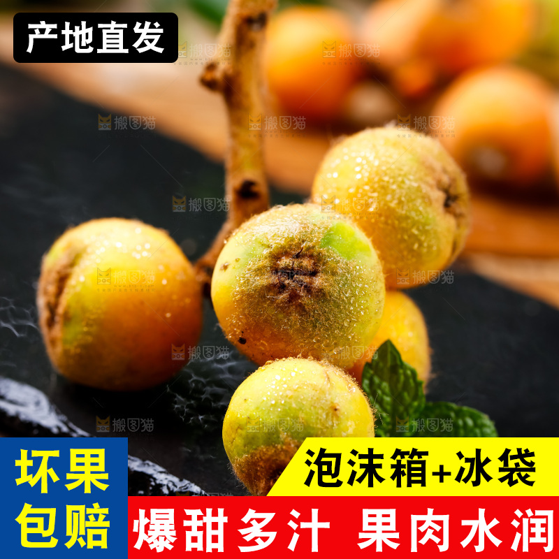 黑石板上放着四川米易枇杷