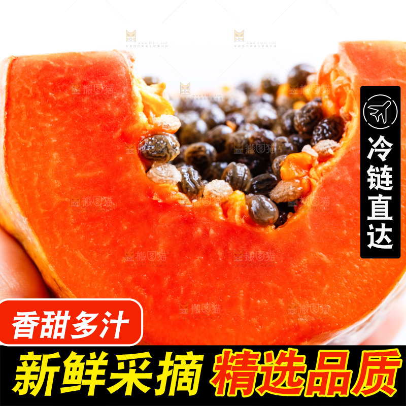 手里拿着海南红心木瓜
